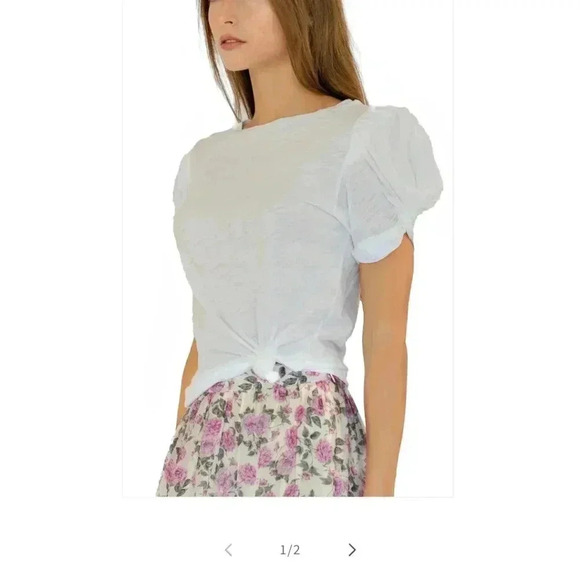 EUC Goldie Mutton Knot Short Sleeve T-Shirt in White, Size S - Picture 4 of 10